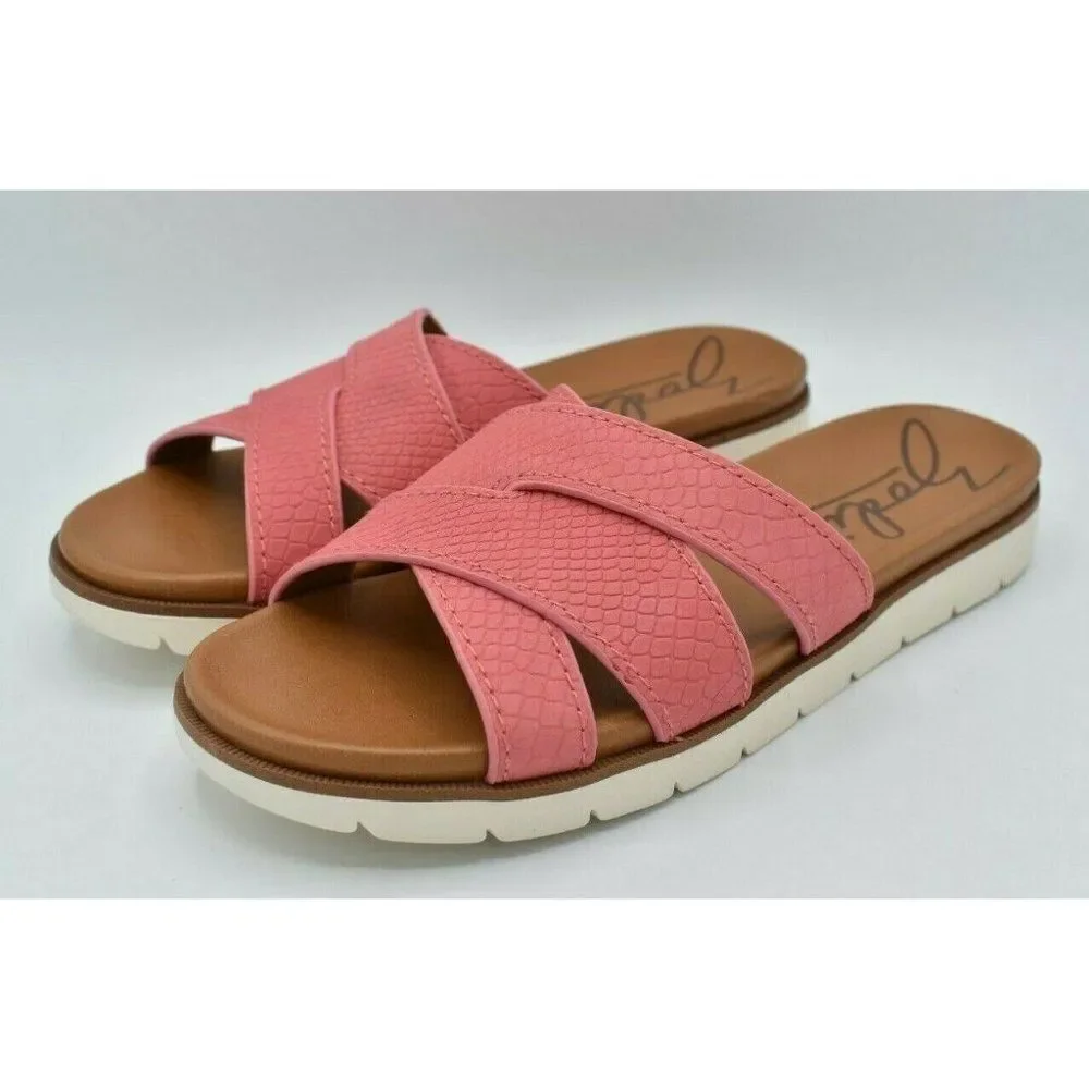Zodiac Womens Size 8.5 M Naila Neon Pink LE Slip‎ On Sandals Shoes